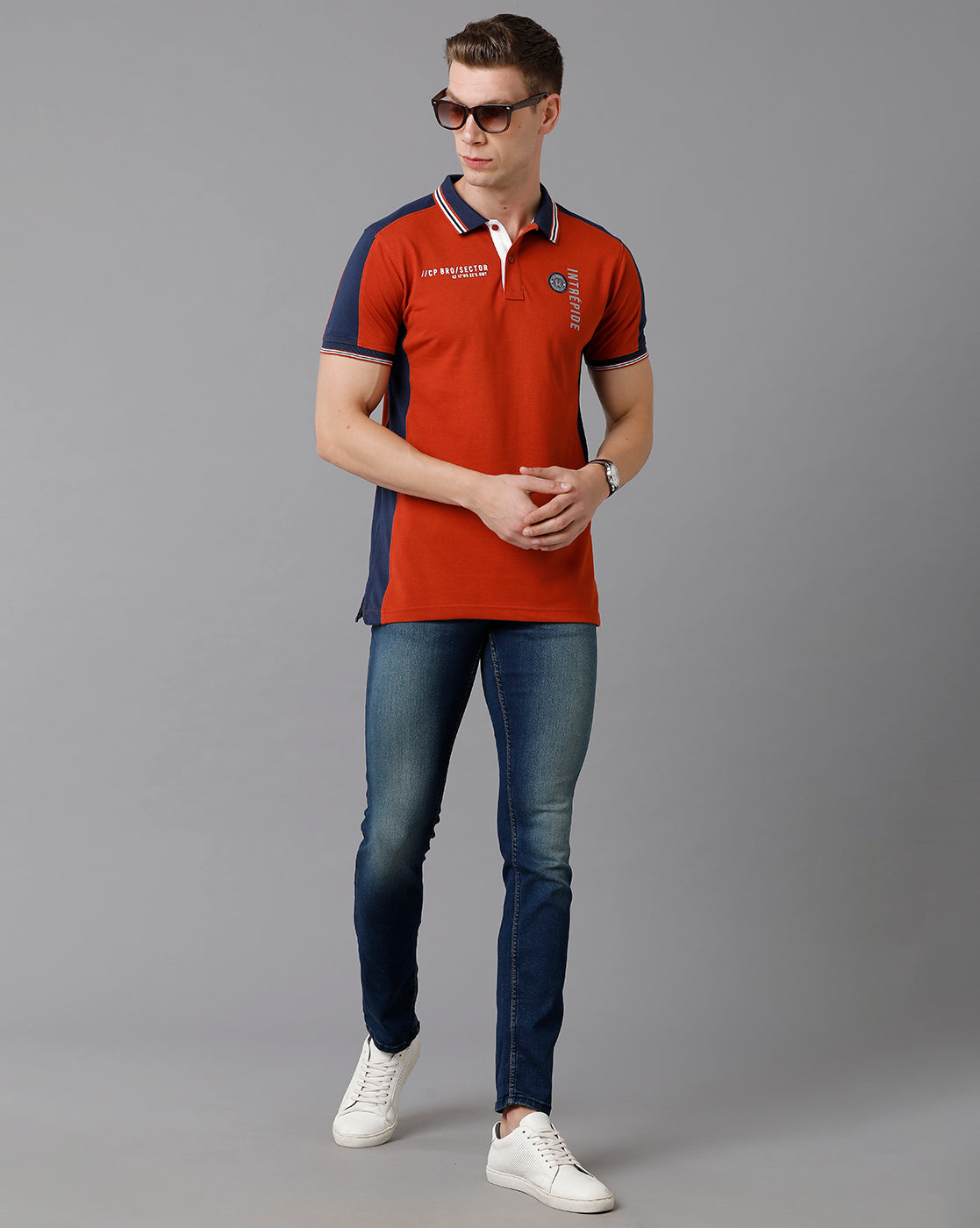 CP BRO Men's Cotton Color Block Slim Fit Multicolor T-Shirt | Brp - 338 B