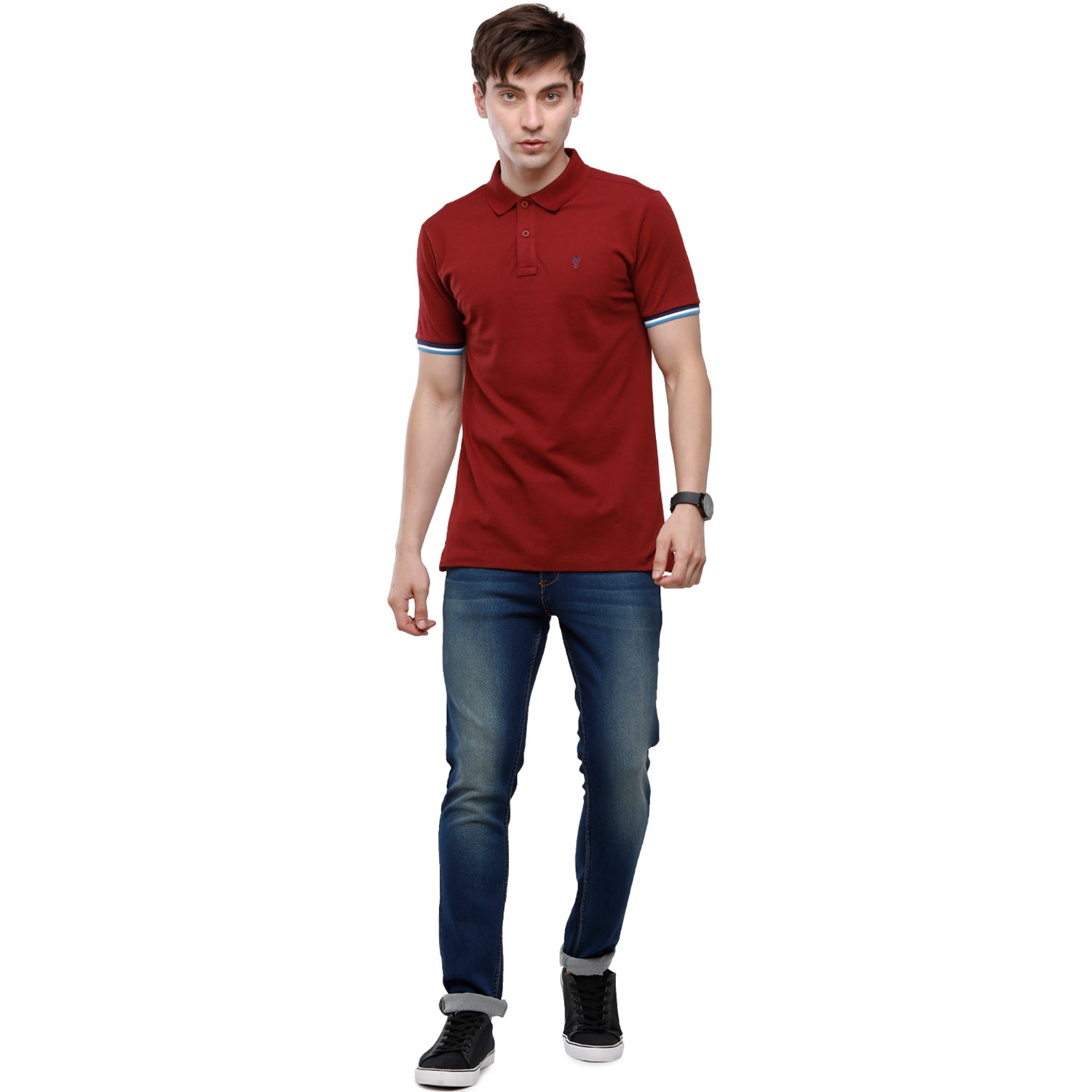 Classic polo Men's Maroon Lycra Cotton Stretch Polo Half Sleeve Slim Fit T-Shirt - Tarte Syrah T-shirt Classic Polo 