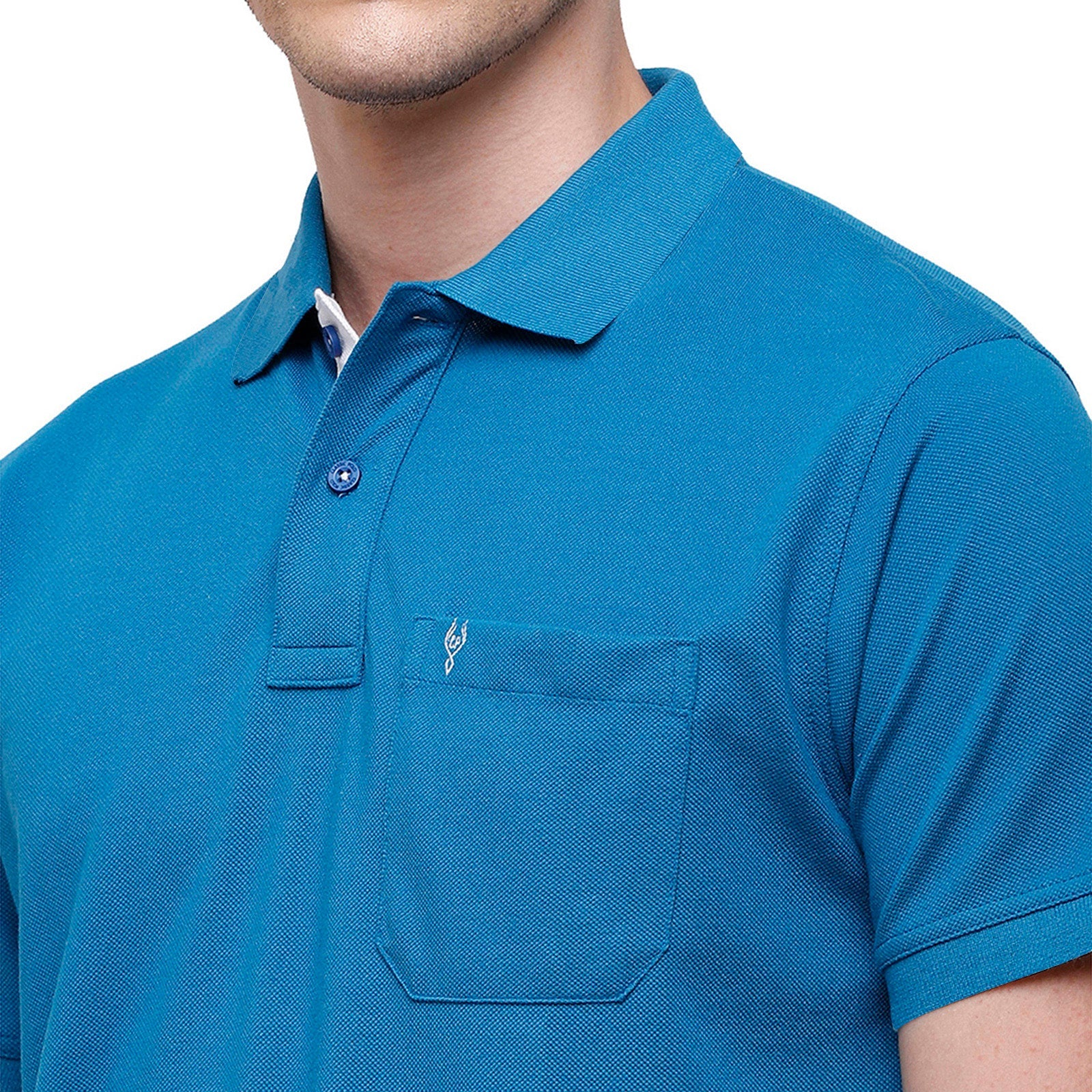 Classic Polo Ocean Blue Polo Neck Authentic Fit T Shirt Men - 4SSN 208 T-shirt Classic Polo 