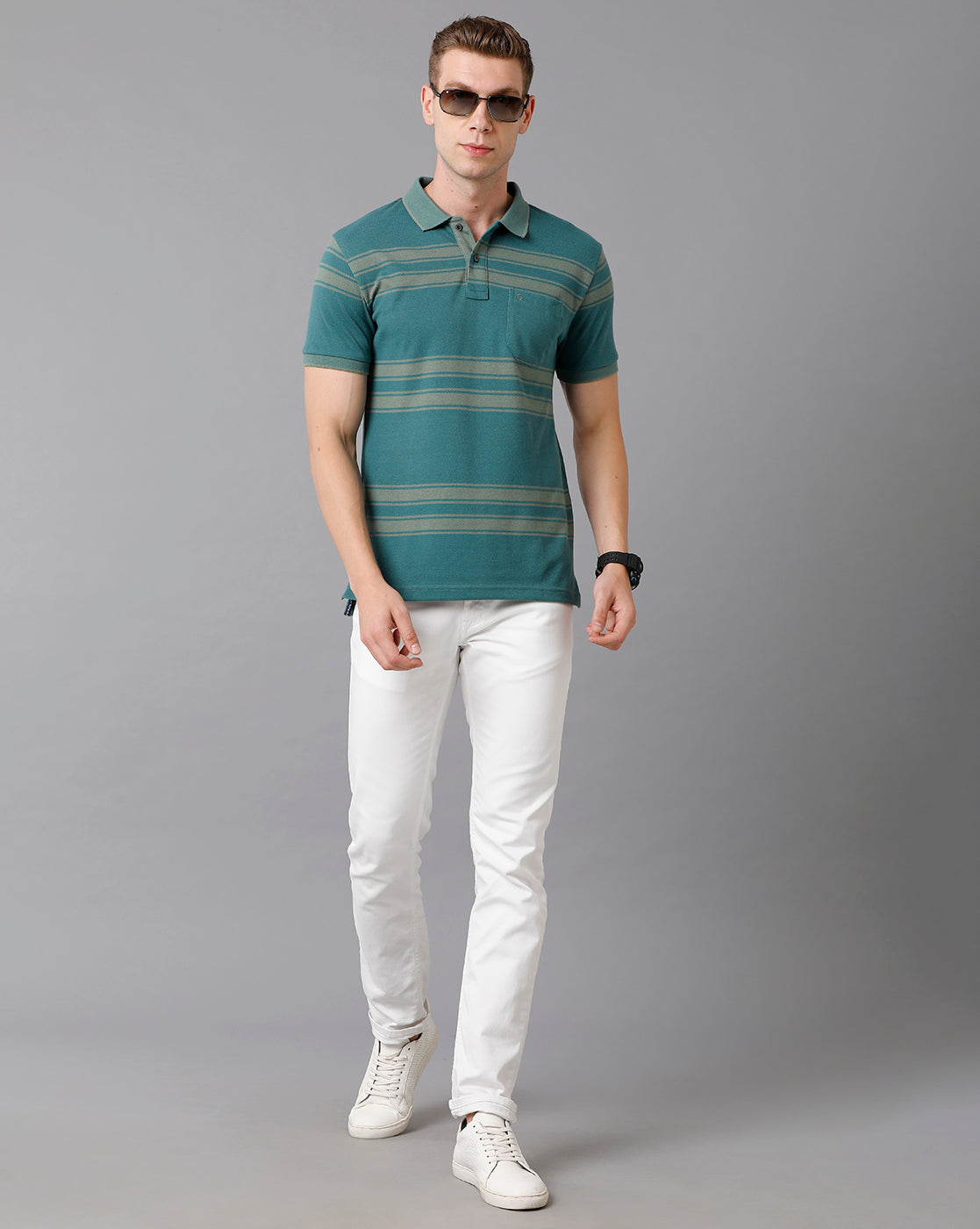 Classic Polo Men's Cotton Blend Striped Slim Fit Multicolor T-Shirt | Adore - 180 B