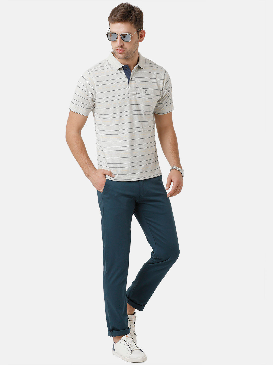 Classic Polo Mens Cotton Half Sleeve Striped Authentic Fit Polo Neck Multicolor T-Shirt | M.Flash 20