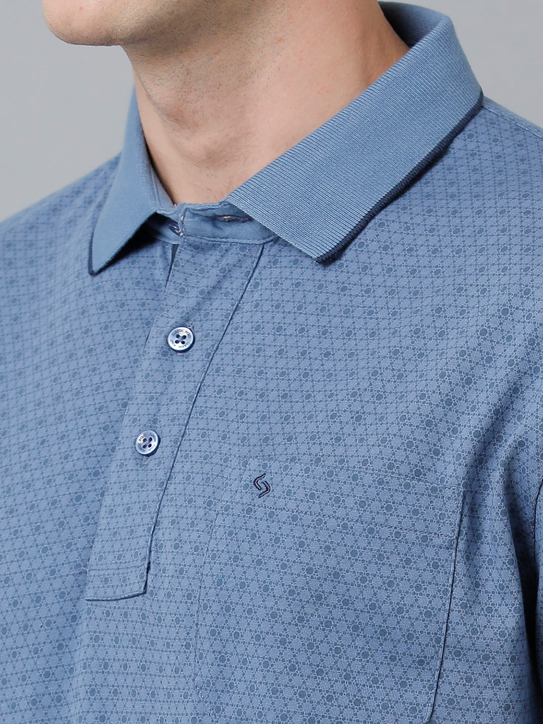 Classic Polo Men's Cotton Half Sleeve Printed Authentic Fit Polo Neck Blue Color T-Shirt | Carve Polo - 08 A