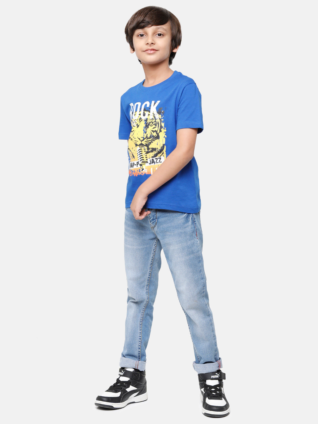 CP Boys Navy Printed Half Sleeve Slim Fit Round Neck T-Shirt (BBC - 24 B SF C) T-shirt Classic Polo 