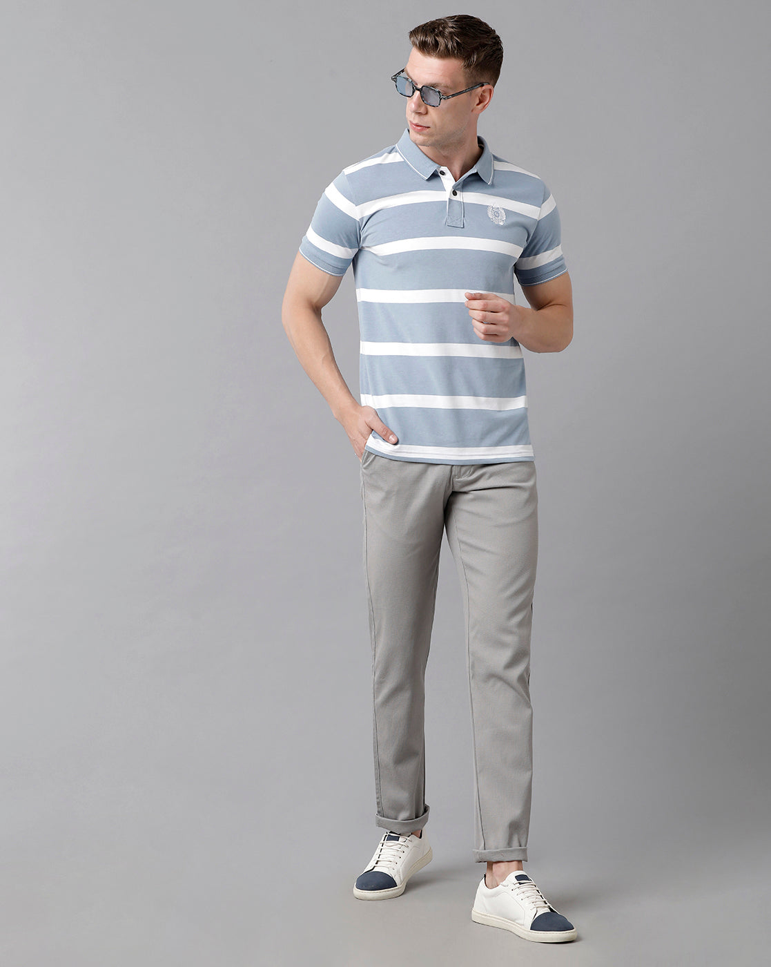Classic Polo Men's Cotton Solid Slim Fit Blue Color Trousers | Tn2-08 A