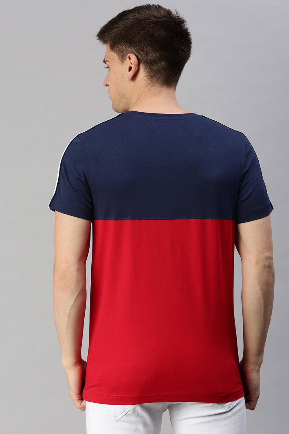 CP BRO Men's Cotton Half Sleeve Color Block Slim Fit Crew Neck Red Color T-Shirt | Brcn - 520 A