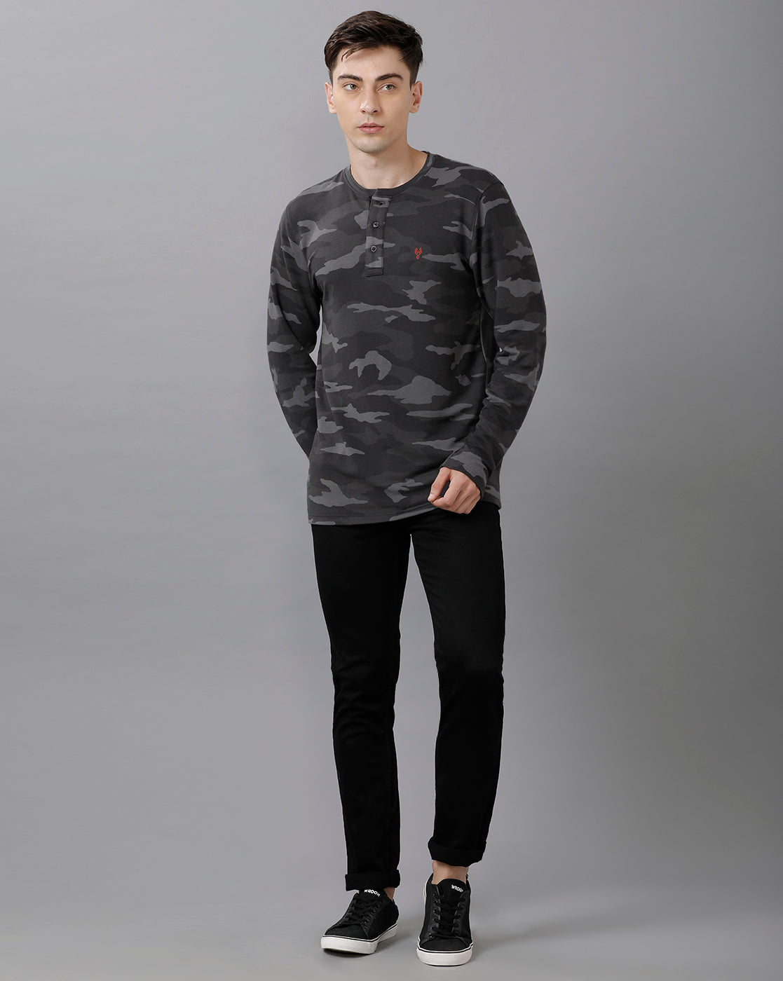 Classic Polo Mens Cotton Printed Full Sleeve Slim Fit Round Neck Multicolor T-Shirt | Baleno Fs 486