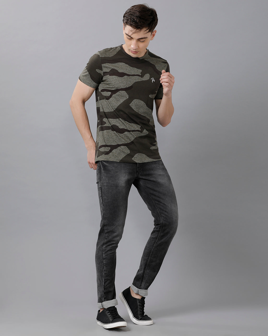 CP BRO Men's Cotton Printed Half Sleeve Slim Fit Round Neck Multicolor T-Shirt | Brcn 509