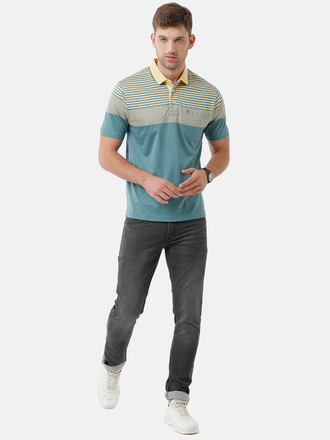 Classic Polo Mens Cotton Striped Half Sleeve Authentic Fit Polo Neck Multicolor T-Shirt | Ultimo 279 B