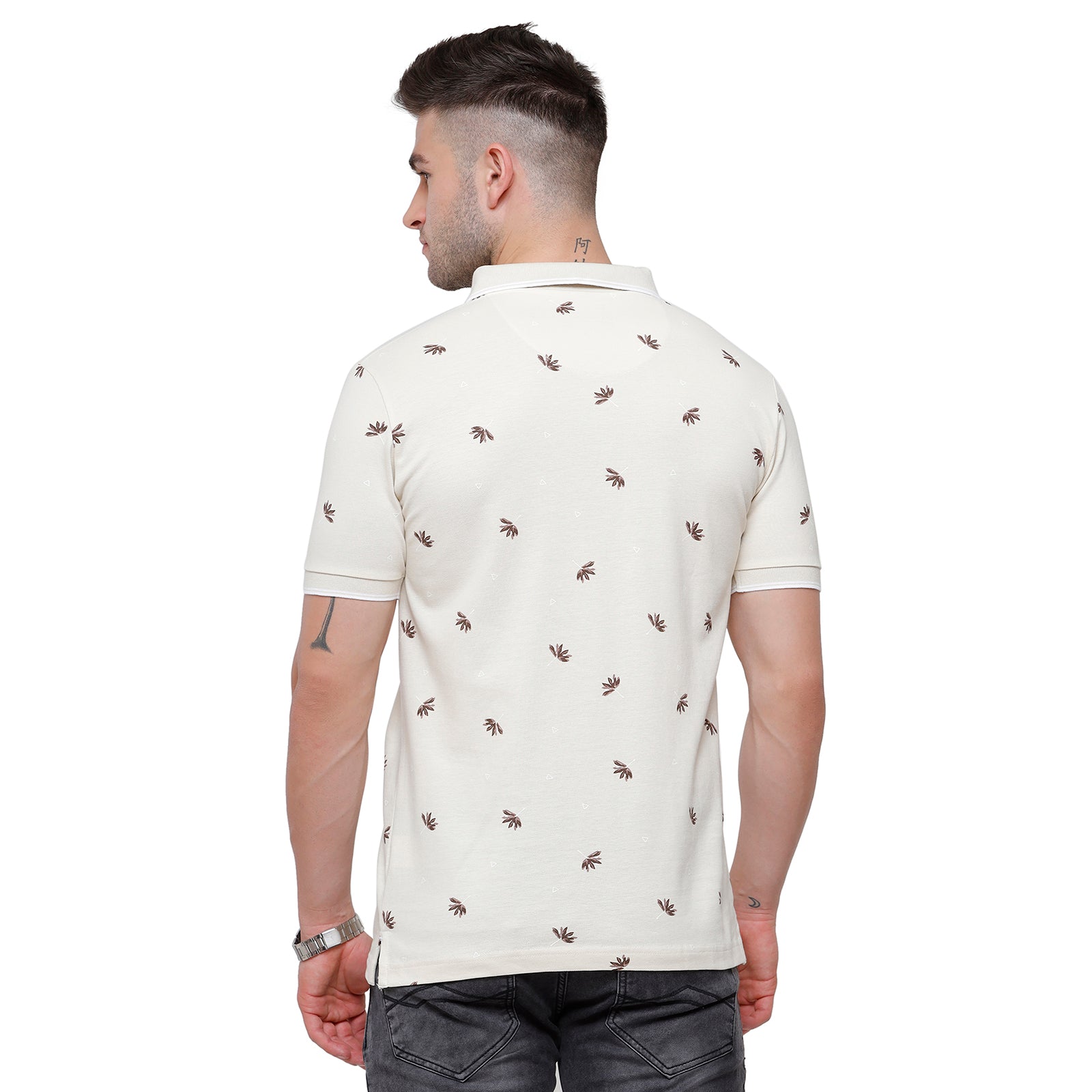 Classic Polo Mens Printed Slim Fit Polo Neck White Colour T-Shirt - Beau 164 A T-shirt Classic Polo 