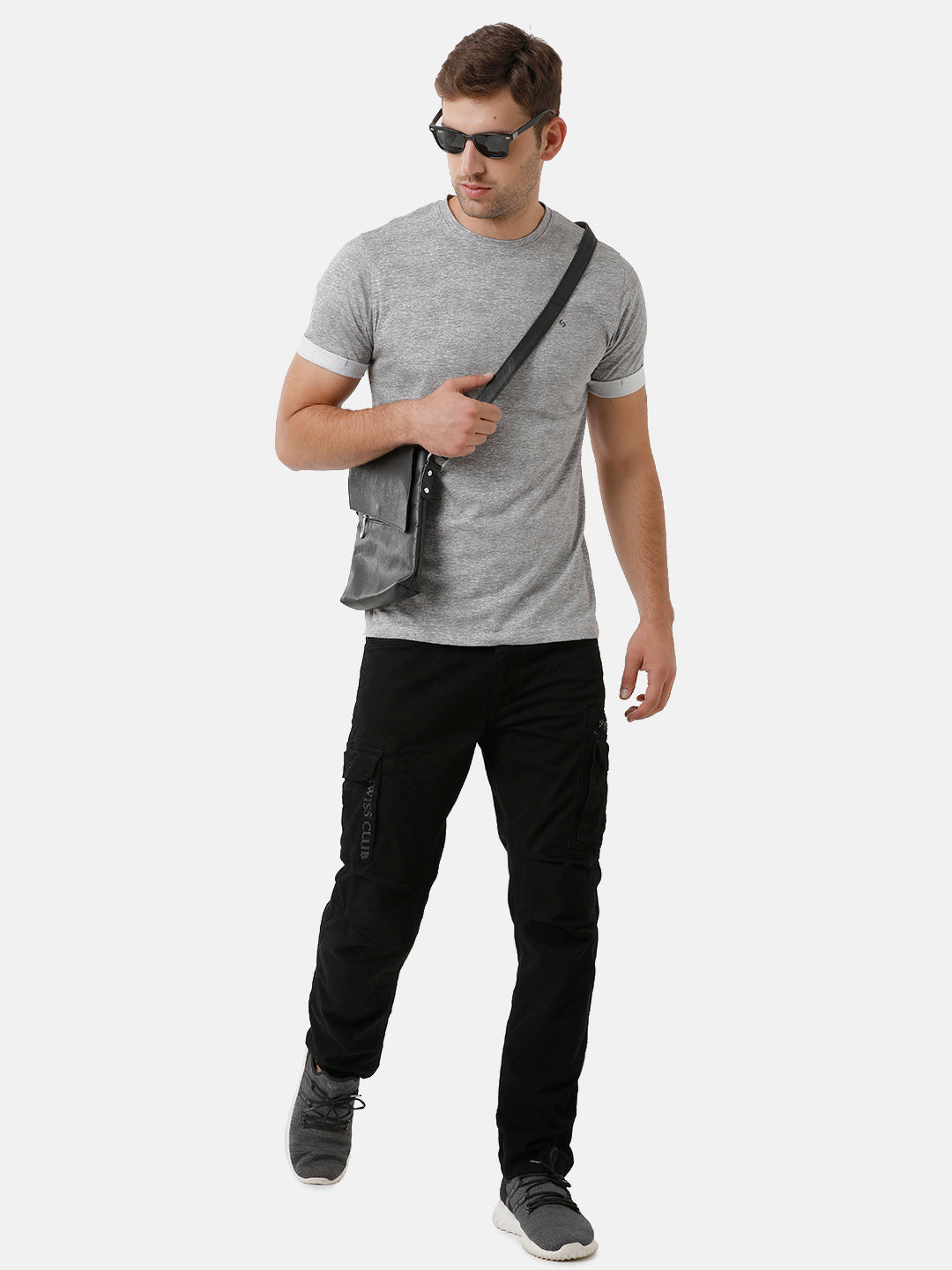 Classic Polo Mens Cotton Solid Half Sleeve Slim Fit Round Neck Grey Color T-Shirt | Baleno 477