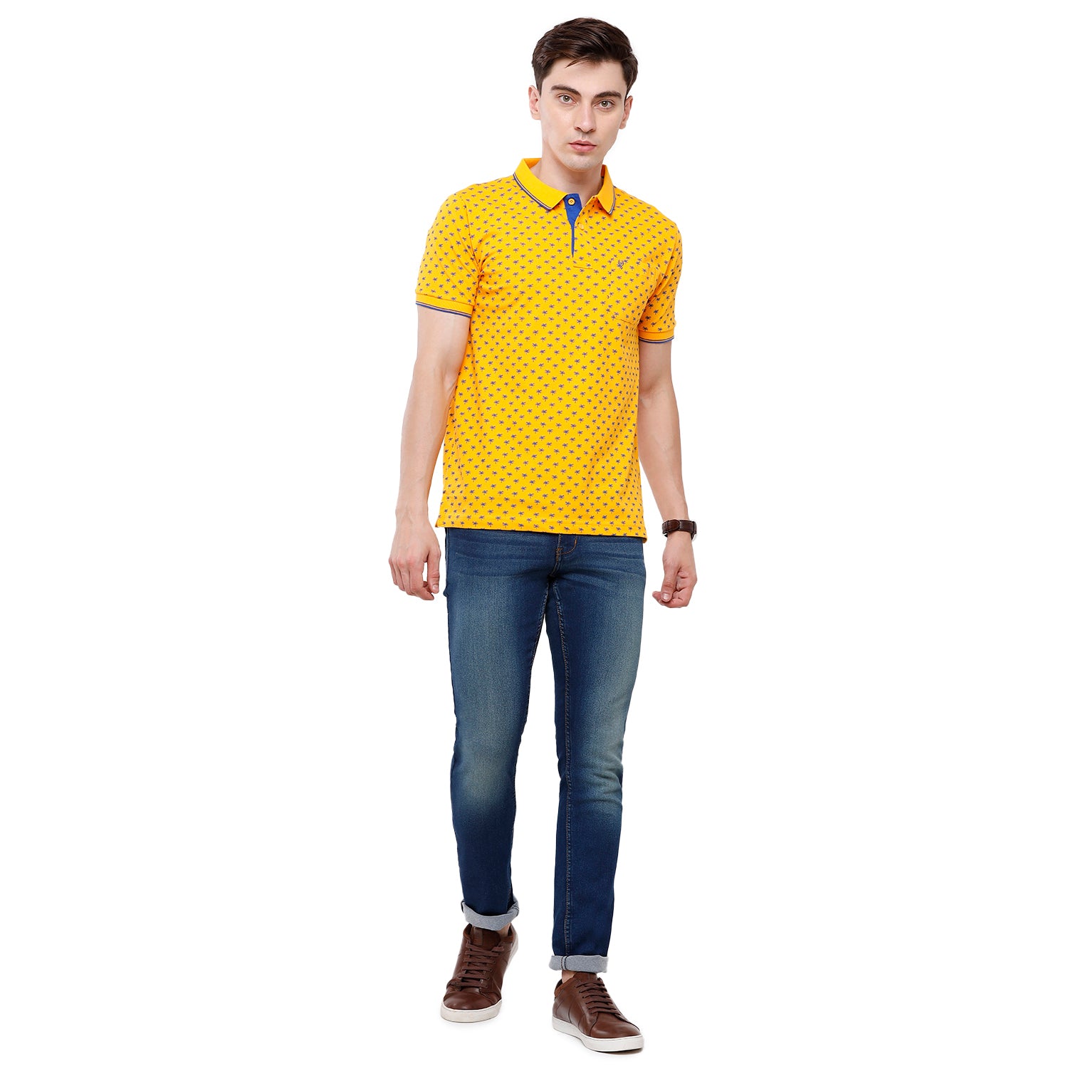 Classic Polo Mens Printed Half Sleeve Slim Fit T-Shirt (BEAU - 129 A SF P) T-shirt Classic Polo 