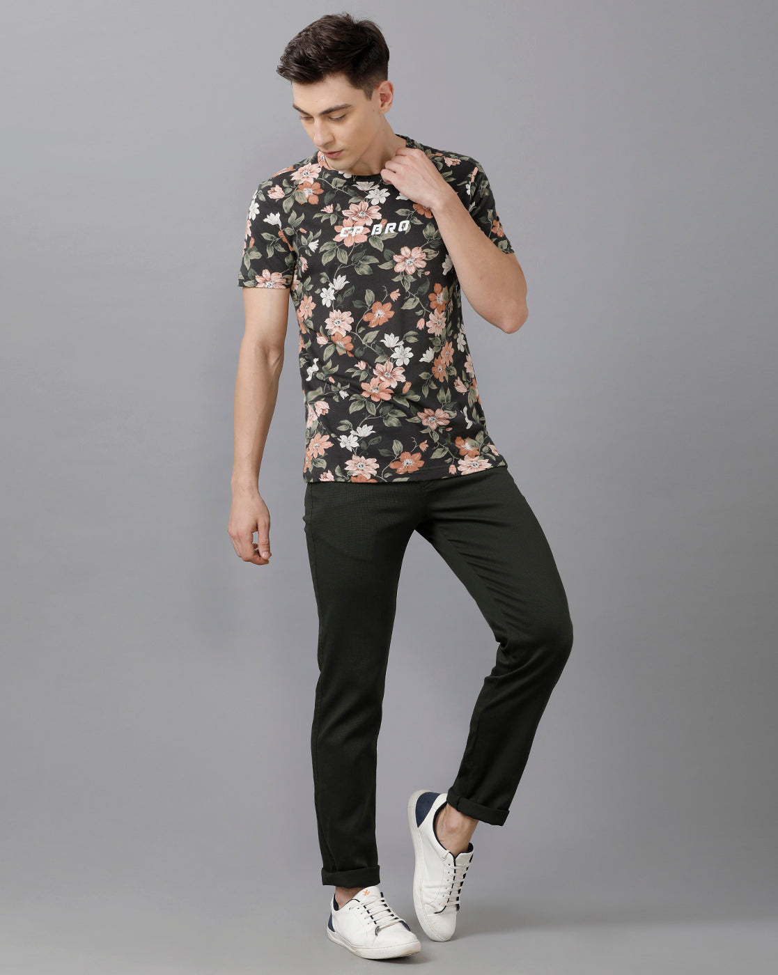 CP BRO Men's Cotton Printed Half Sleeve Slim Fit Round Neck Multicolor T-Shirt | Brcn 507