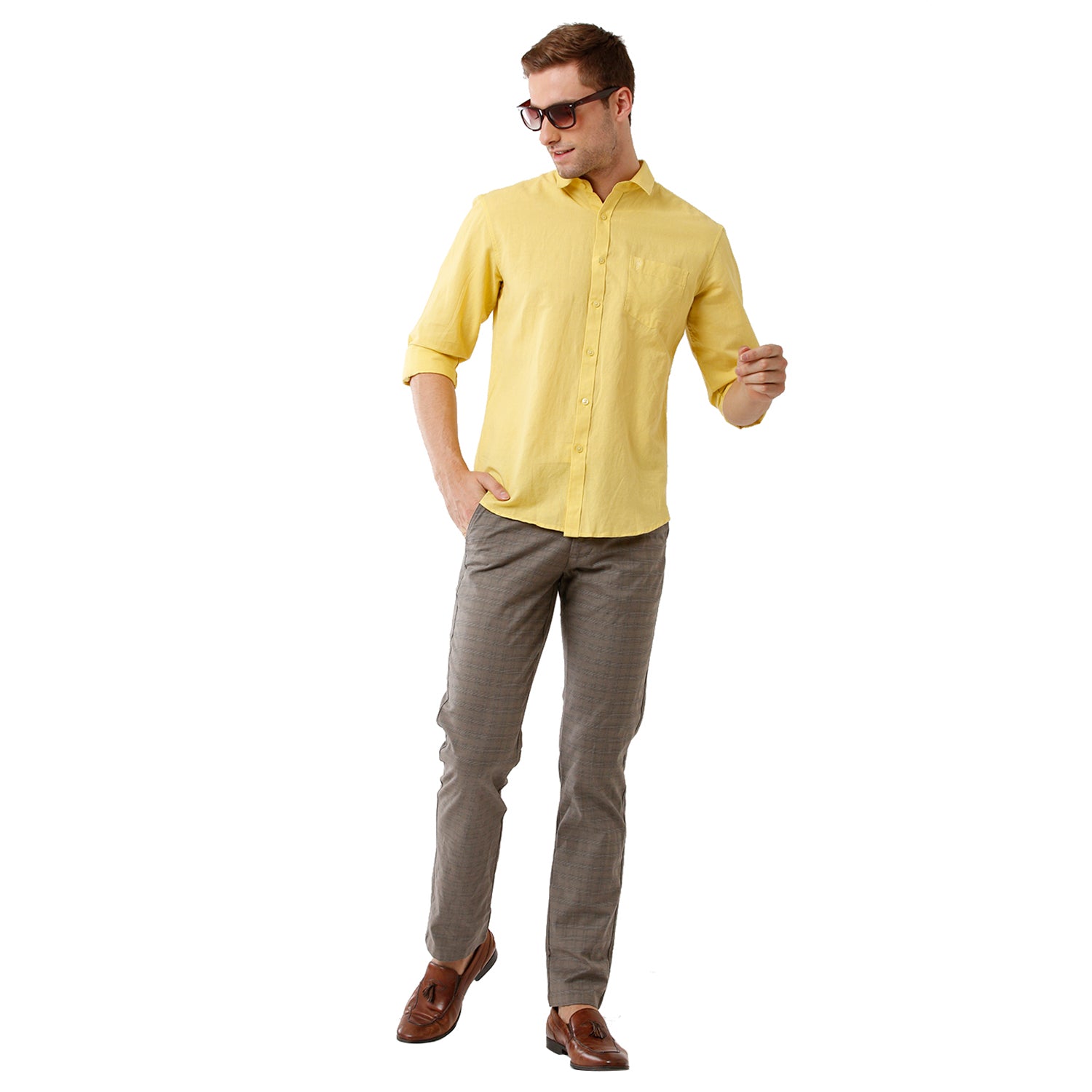 Swiss Club Mens Checked Slim Fit Green Color Trousers -SC 34 B OLV Pants Swiss Club 