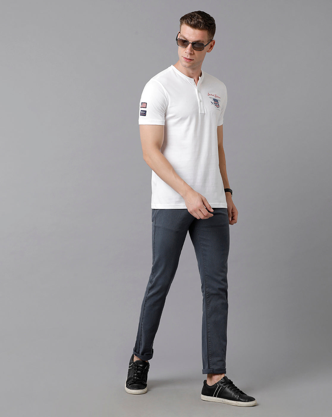CP BRO Men's Cotton Printed Half Sleeve Slim Fit Round Neck White Color T-Shirt | Brcn - 486 B