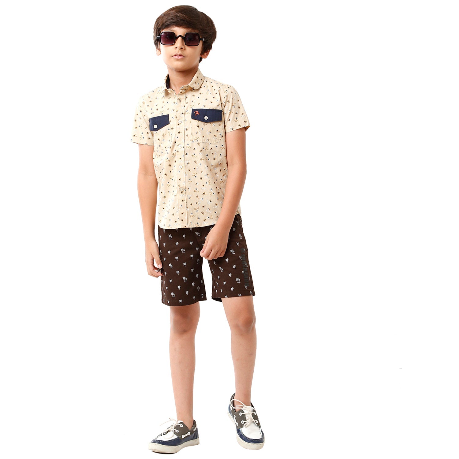 Classic Polo Bro Boys Printed Half Sleeve Slim Fit Beige Color Shirt - BBSH S2 07 C Shirts Classic Polo 