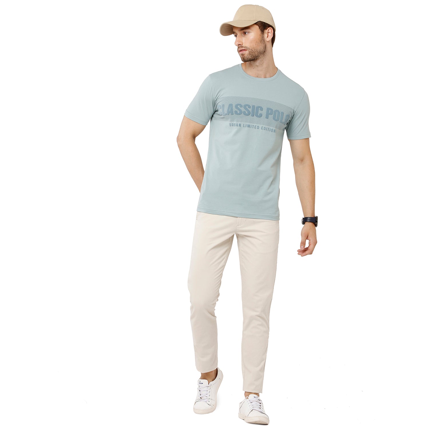 Classic Polo Men's Graphic Print Round Neck Slim Fit Cotton T Shirt - Baleno - 408 A T-shirt Classic Polo 