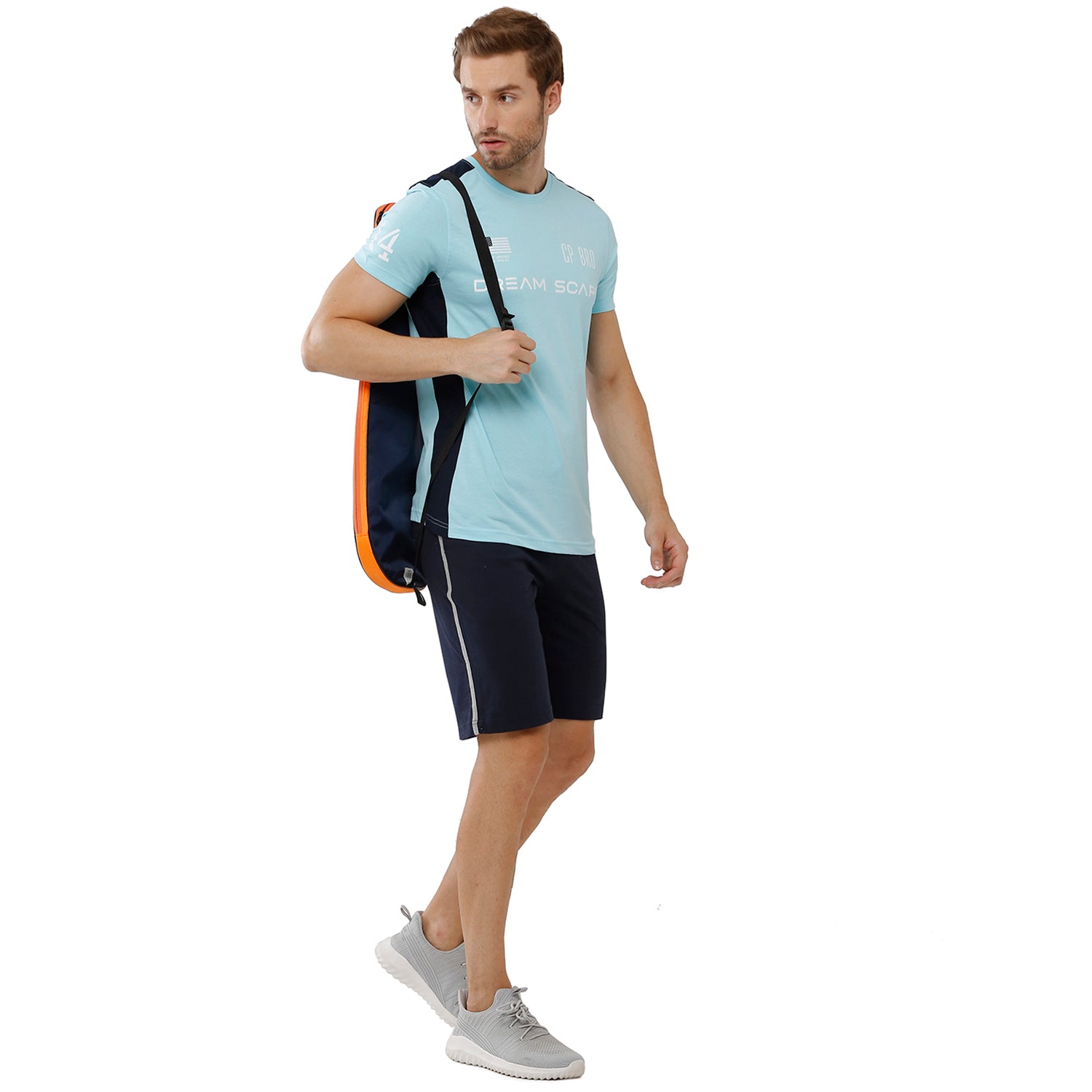 Classic Polo Bro Mens 100% Cotton Color Block Half Sleeve Slim Fit Crew Neck Light Blue Color T-Shirt (BRCN - 462 B SF C) Classic Polo 