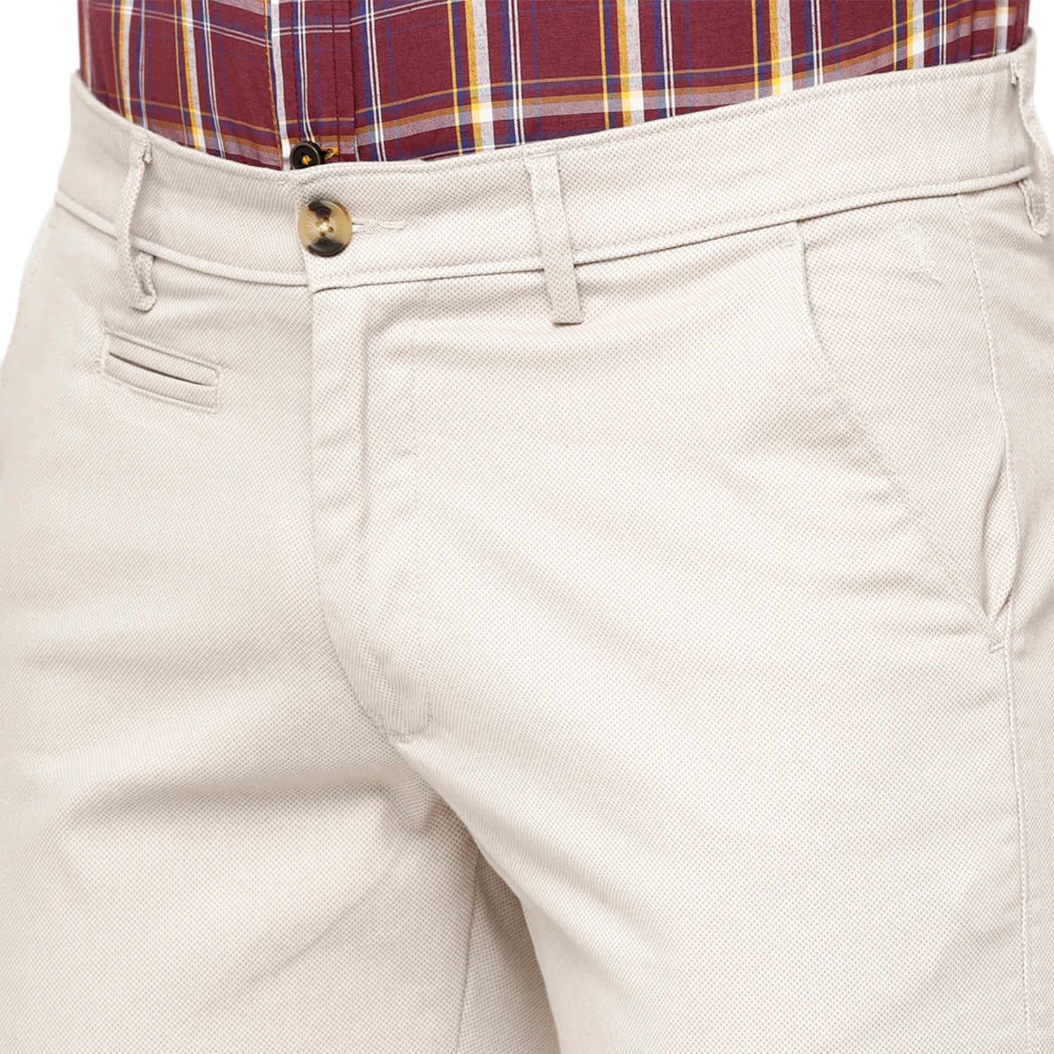 Swiss Club Men's Chisel Fit Cream Solid Cotton Blend Trousers - T-SC-37 A-CRE Swiss Trouser Swiss Club 