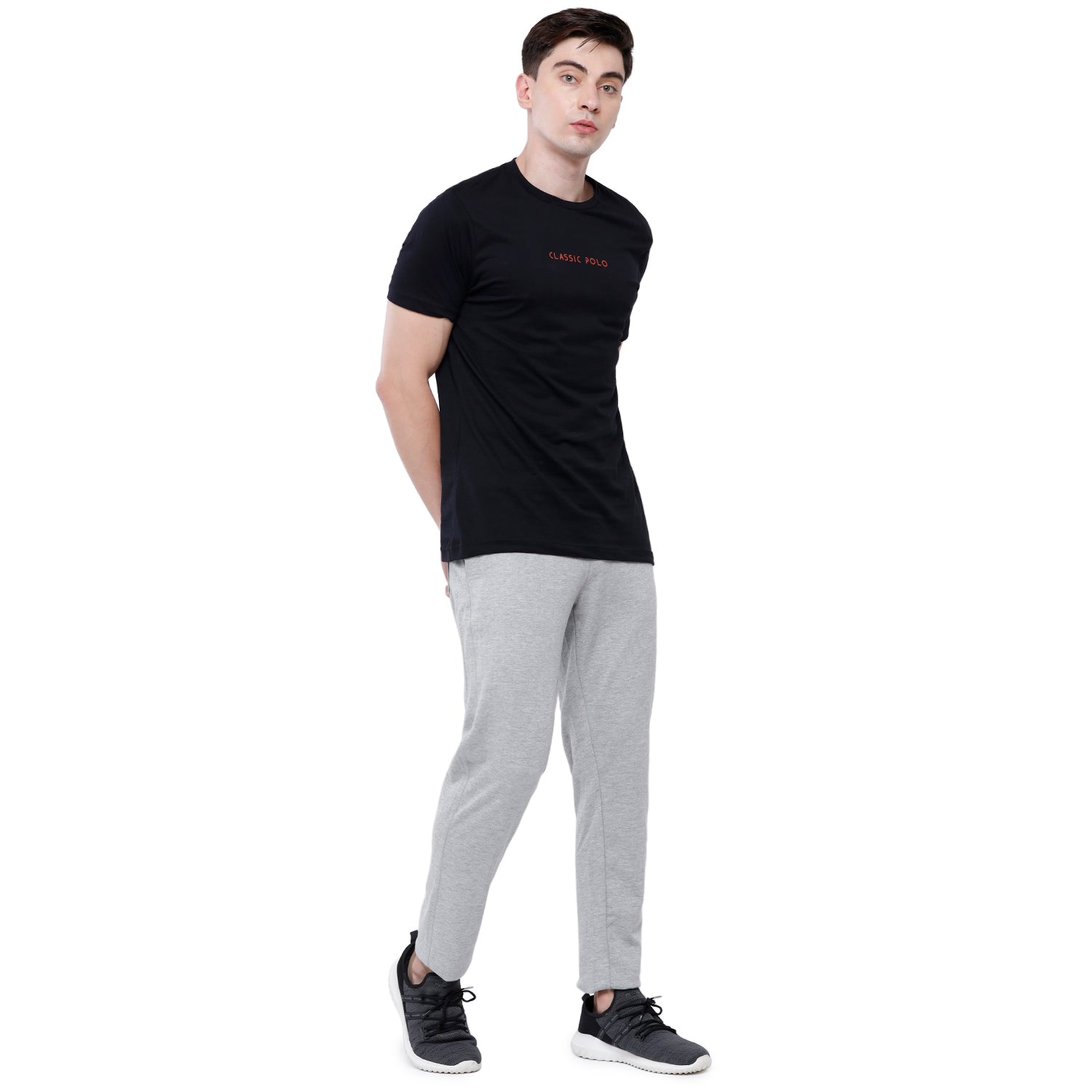 Classic Polo Men's Grey Solid Melange Slim Fit Trendy Ultra Smart Track Pant - Inox - Grey Mel Track Pants Classic Polo 