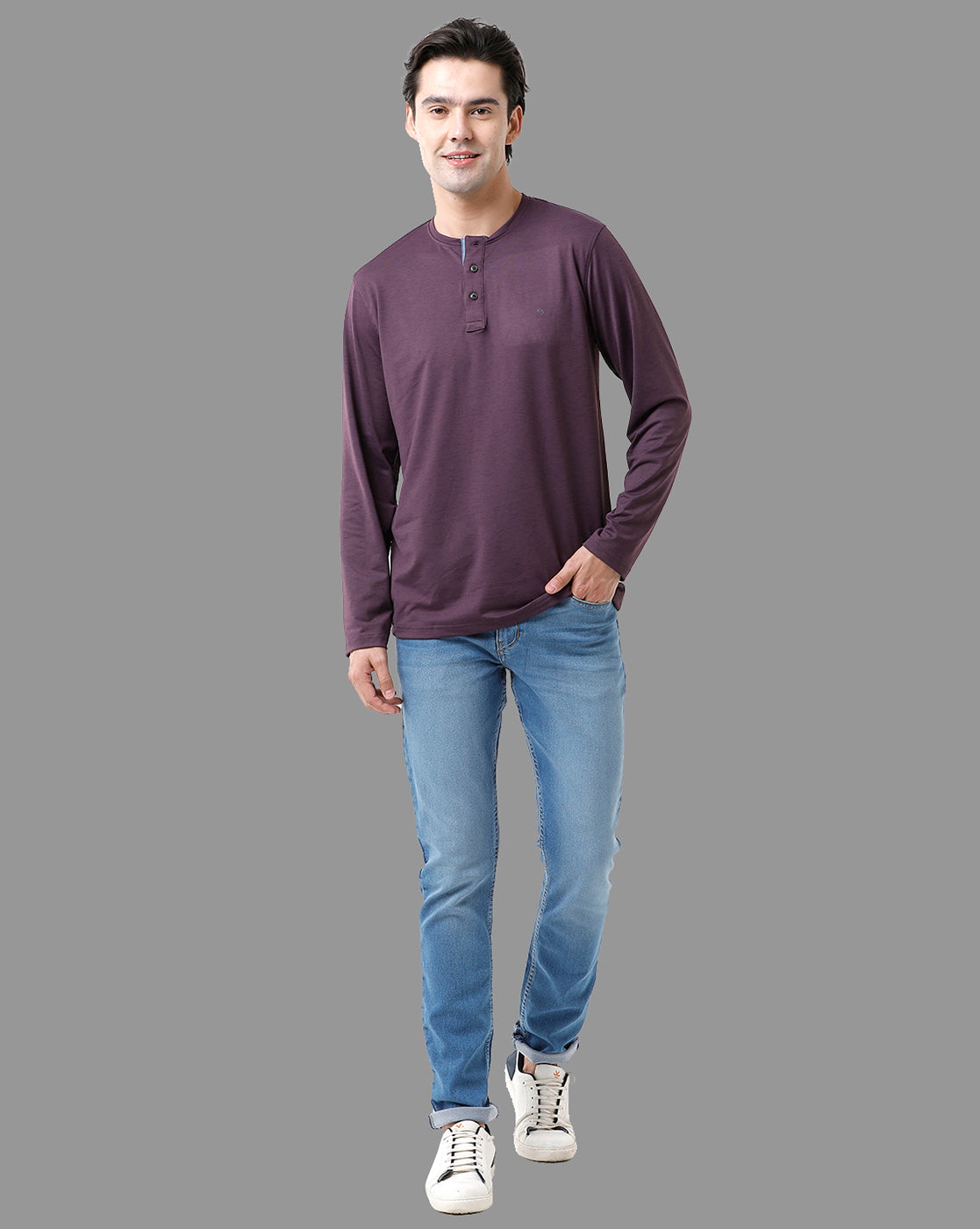 Classic Polo Mens Cotton Full Sleeve Solid Slim Fit Round Neck Brown Color T-Shirt | Verno - 311 A