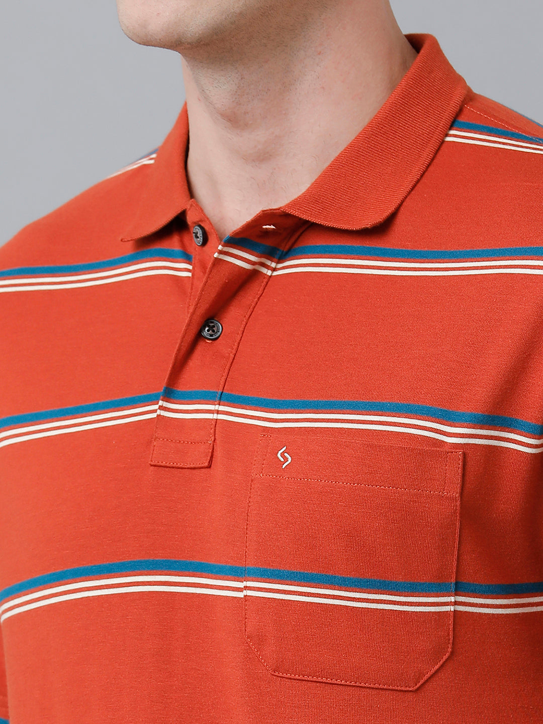 Classic Polo Men's Cotton Blend Half Sleeve Striped Authentic Fit Polo Neck Red Color T-Shirt | Avon - 526 B