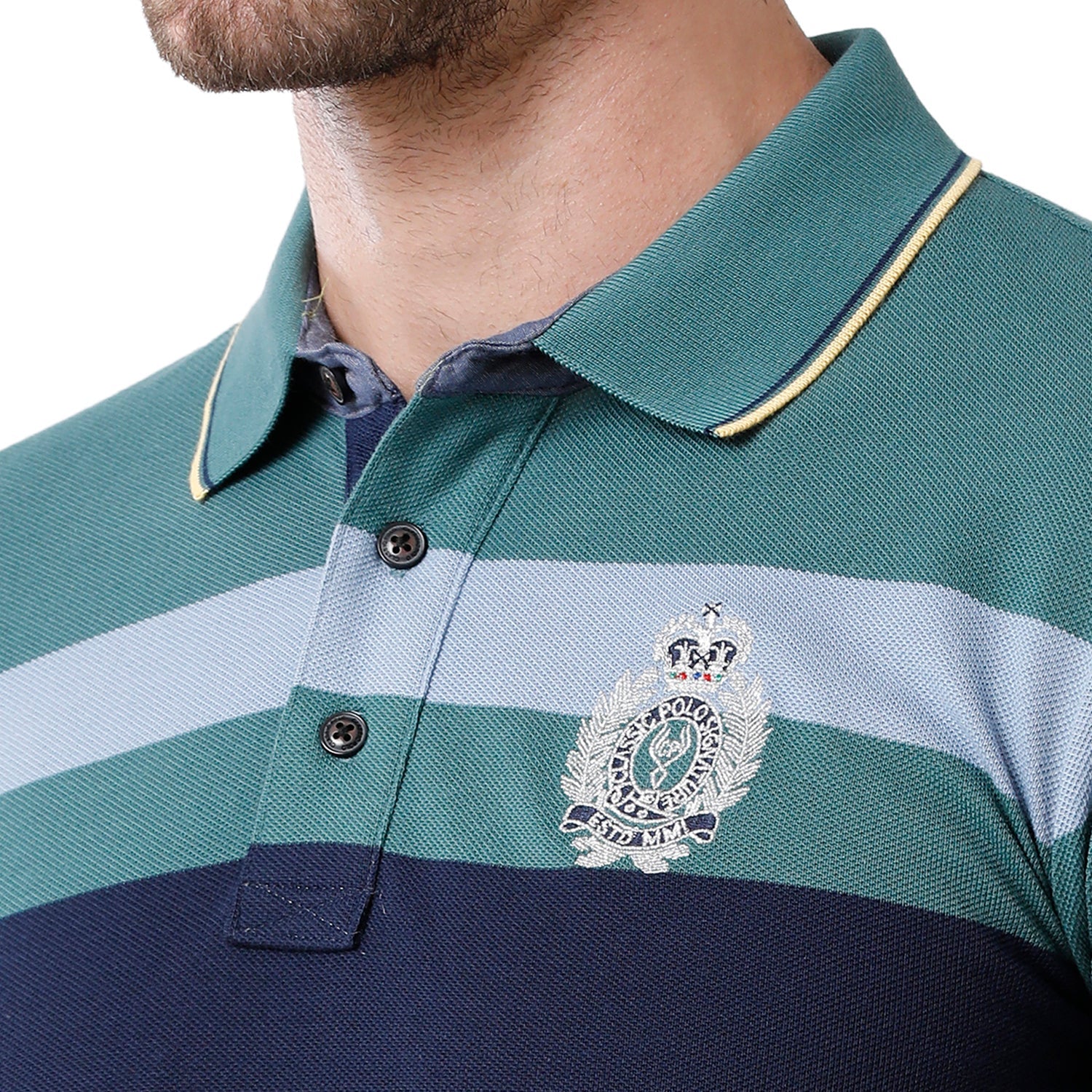 Men's Multi Color Half Sleeve Polo Neck Striped T Shirt - VTA - 187 A SF P T-shirt Classic Polo 