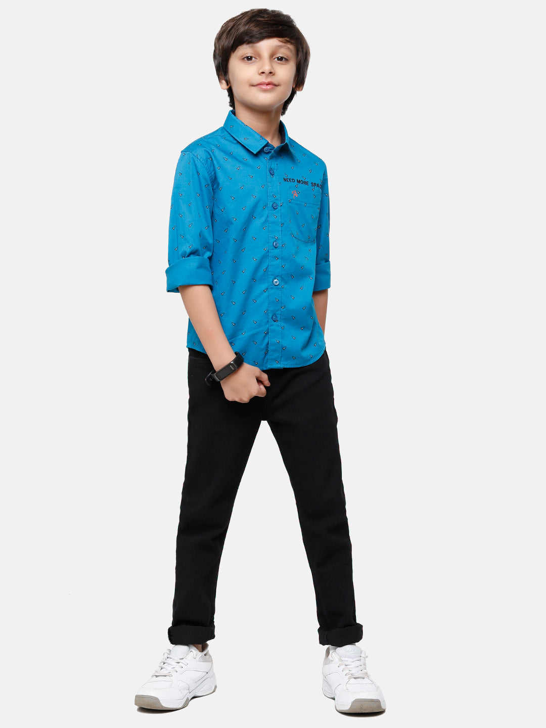 CP Boys Blue Printed Full Sleeve Slim Fit Shirt Shirts Classic Polo 