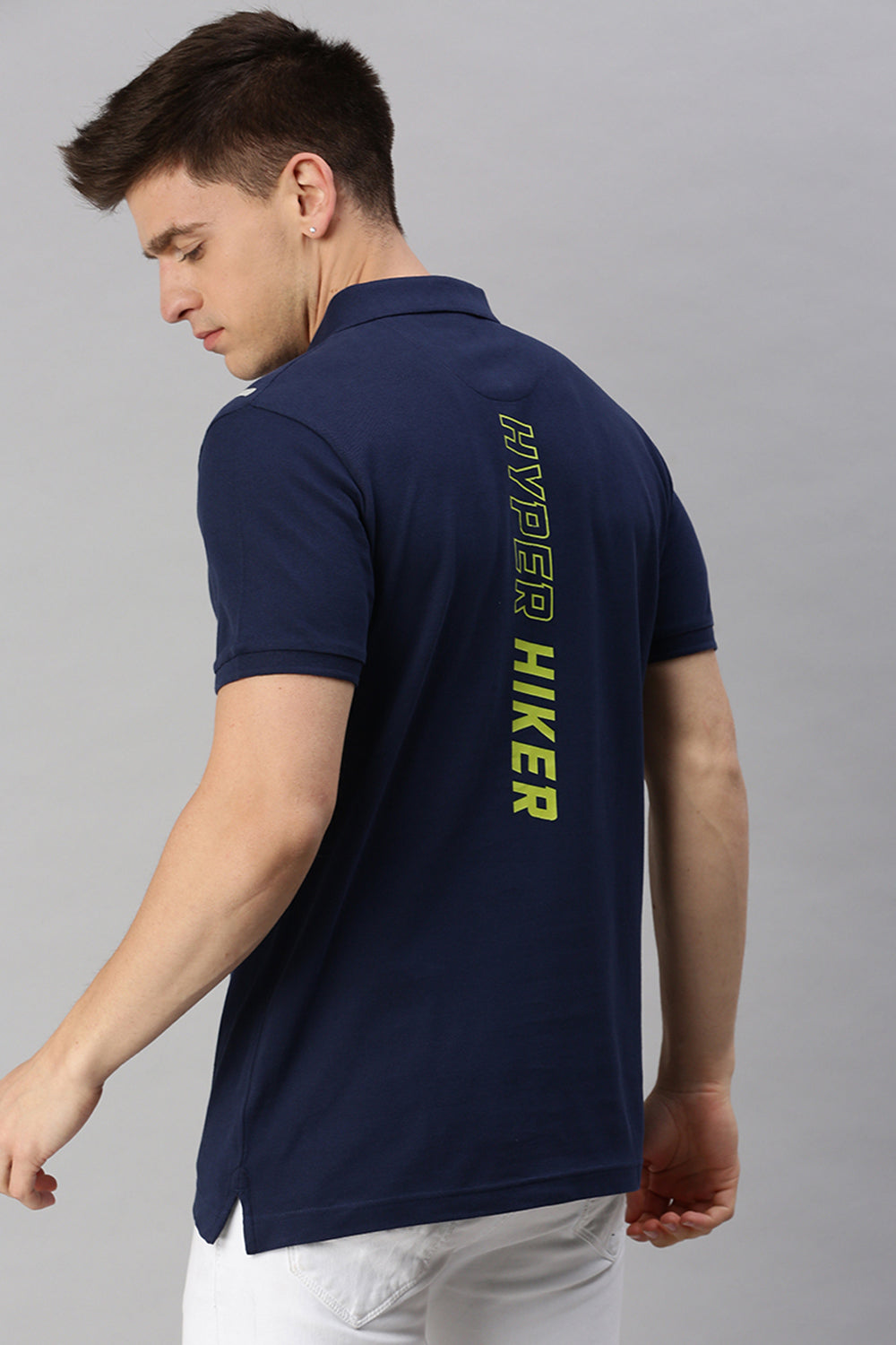 CP BRO Men's Cotton Half Sleeve Printed Slim Fit Polo Neck Navy Color T-Shirt | Brp - 361 B