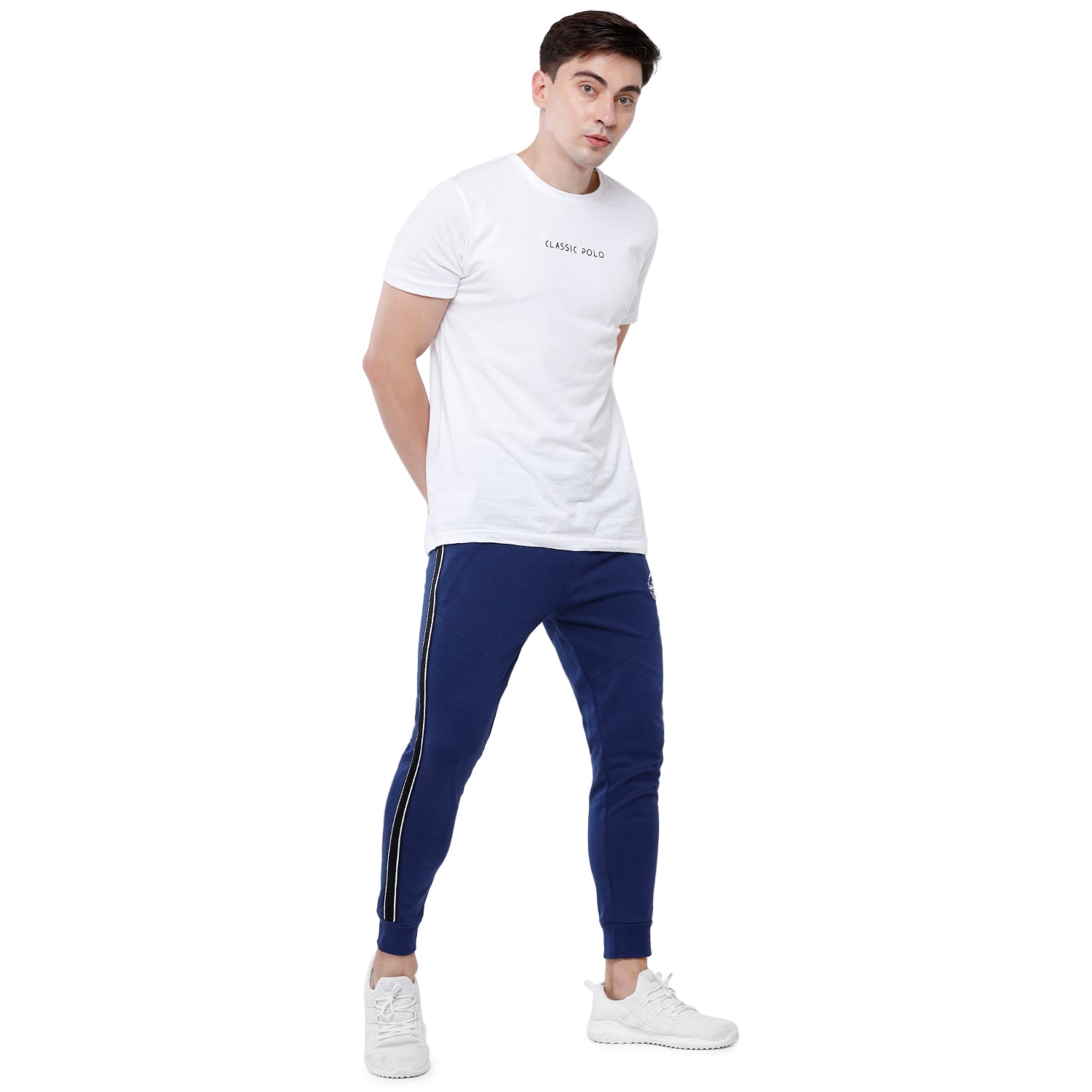 Classic Polo Men's Blue Solid Mélange Slim Fit Smart Jogger Pant - Gioz-05 B Track Pants Classic Polo 