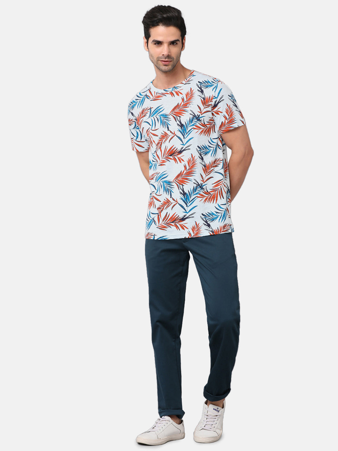 CP BRO Men's Cotton Printed Slim Fit Round Neck Multicolor T-Shirt | Brcn 467 b