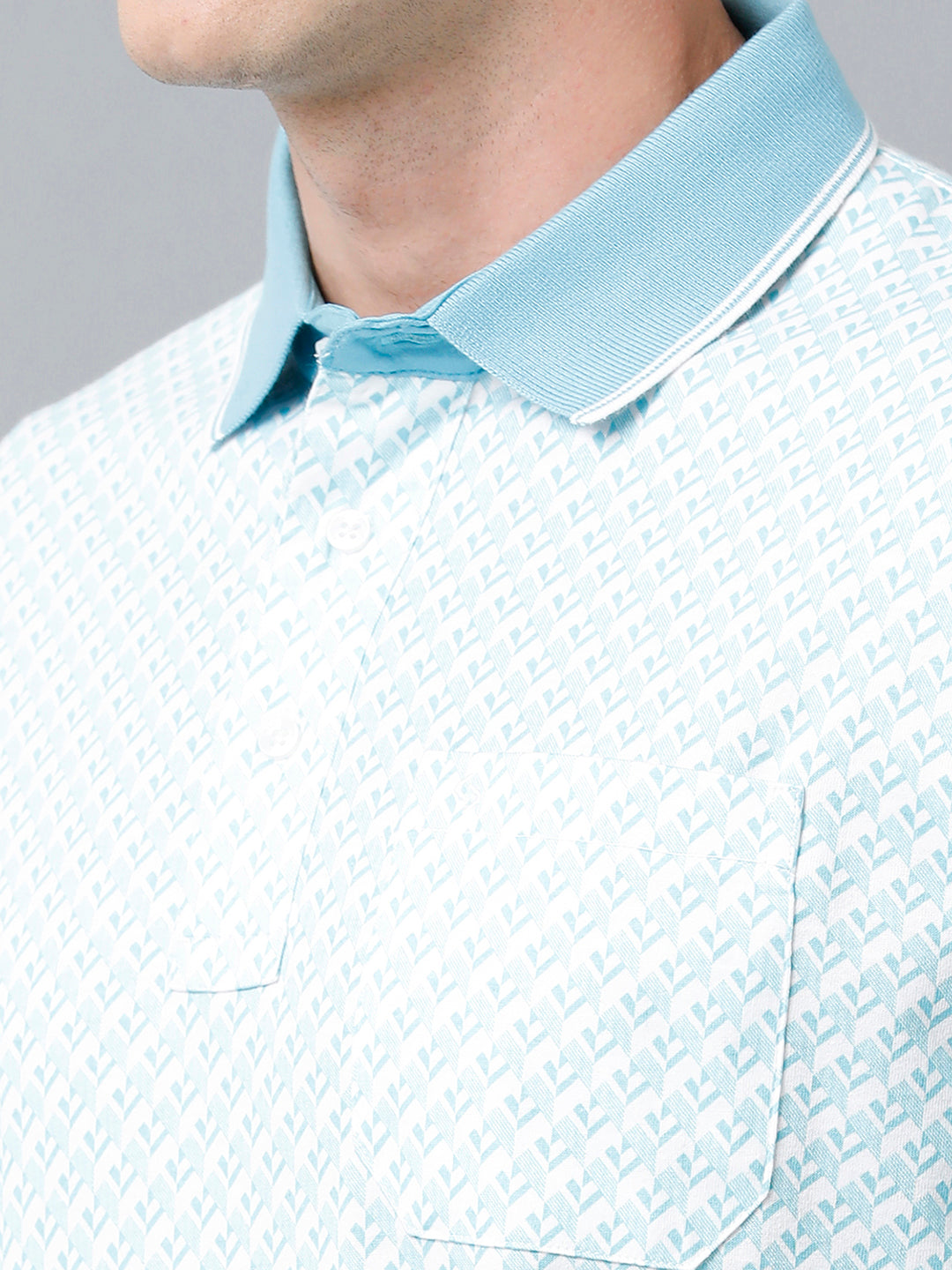 Classic Polo Men's Cotton Half Sleeve Printed Authentic Fit Polo Neck Sky Blue Color T-Shirt | Carve Polo - 09 B