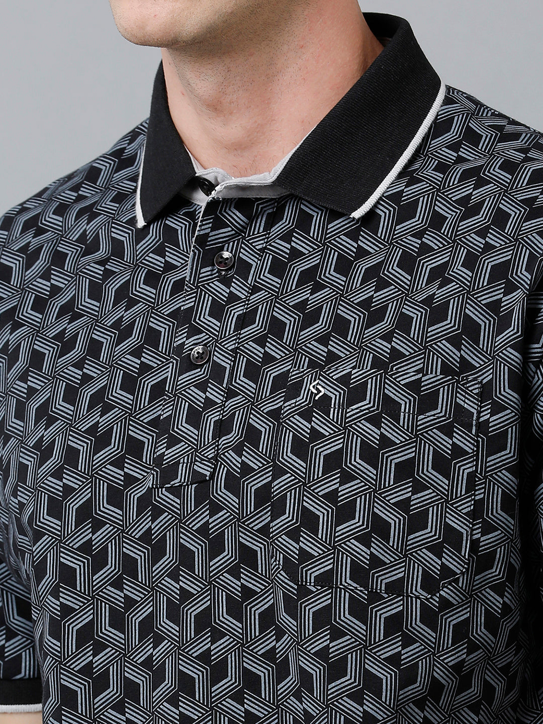 Classic Polo Men's Cotton Half Sleeve Printed Authentic Fit Polo Neck Black Color T-Shirt | Carve Polo - 10 B