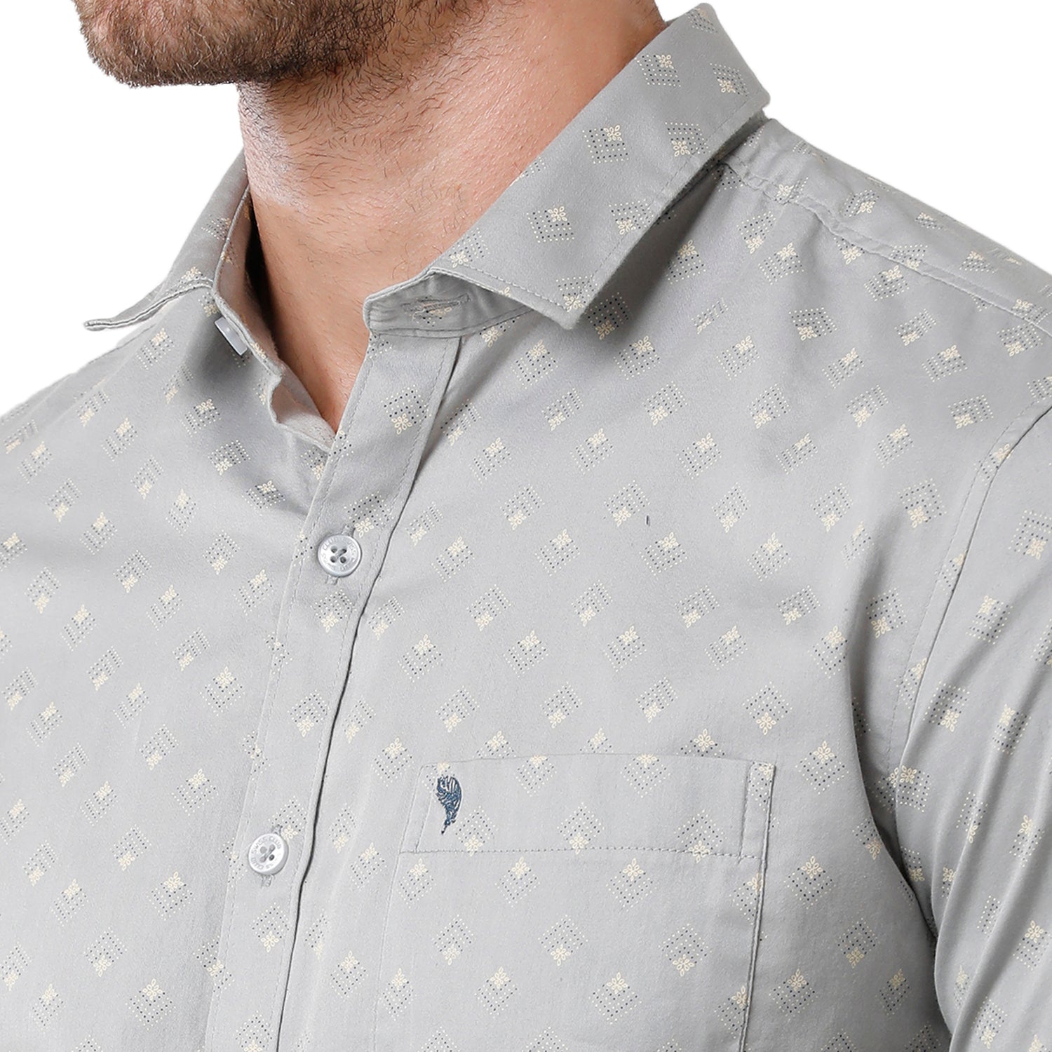 Swiss Club Mens Grey Color Slim Fit Full Sleeve Shirt - S-SC-102 A-FS-PRT-BSL Shirts Swiss Club 