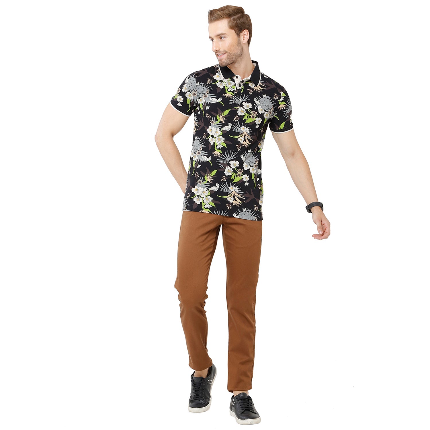 Classic Polo Mens 100% Cotton Solid Slim Fit Khaki Color Trousers - TN1-17 D-RST classic polo trousers Classic Polo 