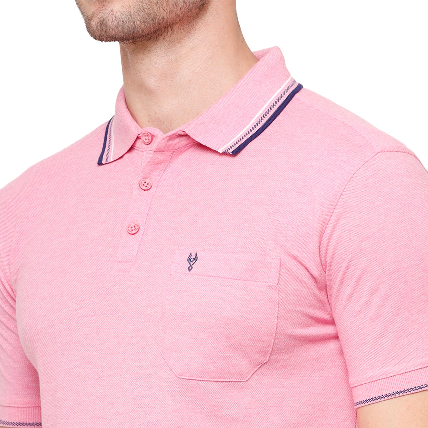 Classic polo Men's Pink Melange Polo Half Sleeve Slim Fit T-Shirt - Toza-Pink Mel T-shirt Classic Polo 