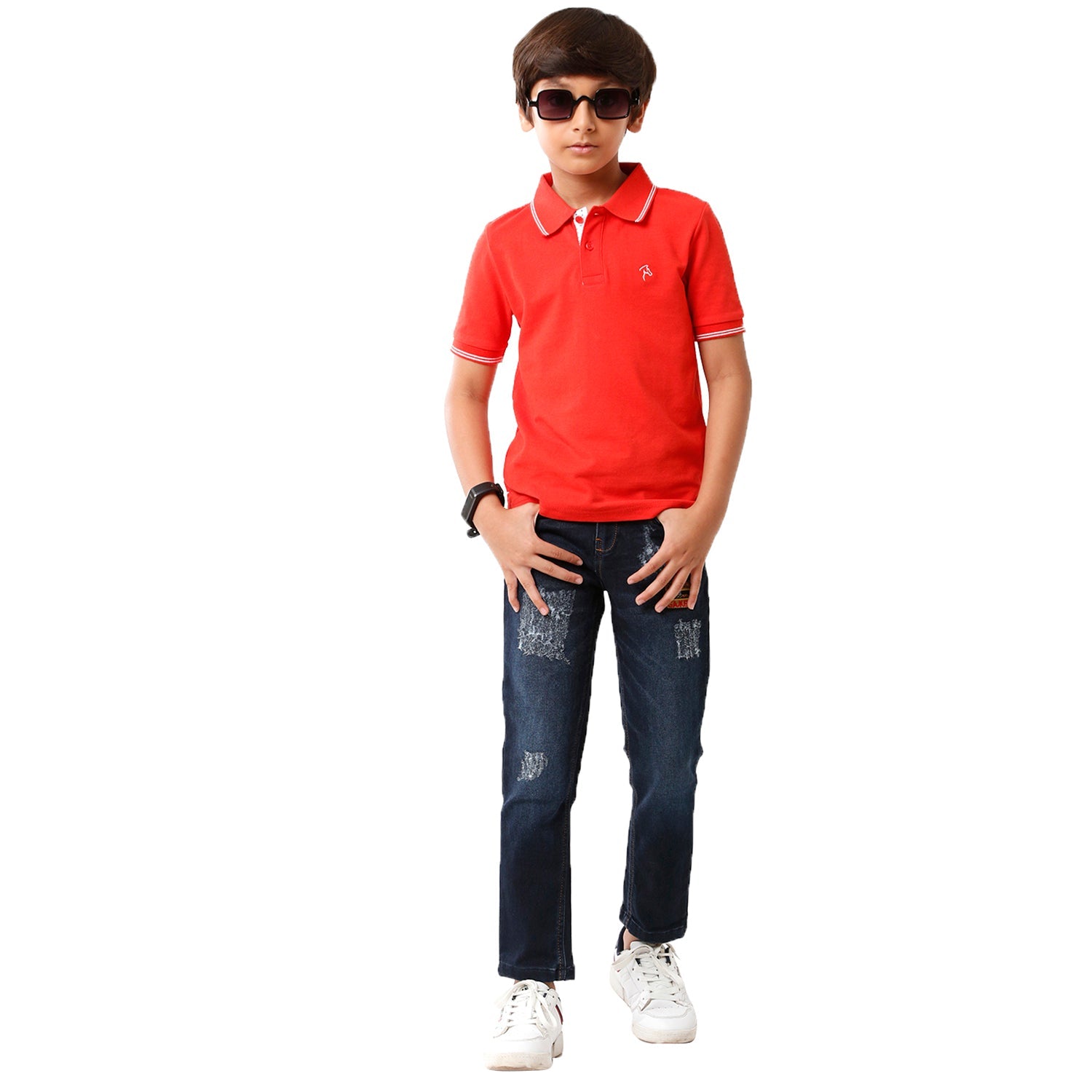 Classic Polo Bro Boys Solid Half Sleeve Slim Fit Polo Neck Red Color T-Shirt - BBP 01 T-shirt Classic Polo 