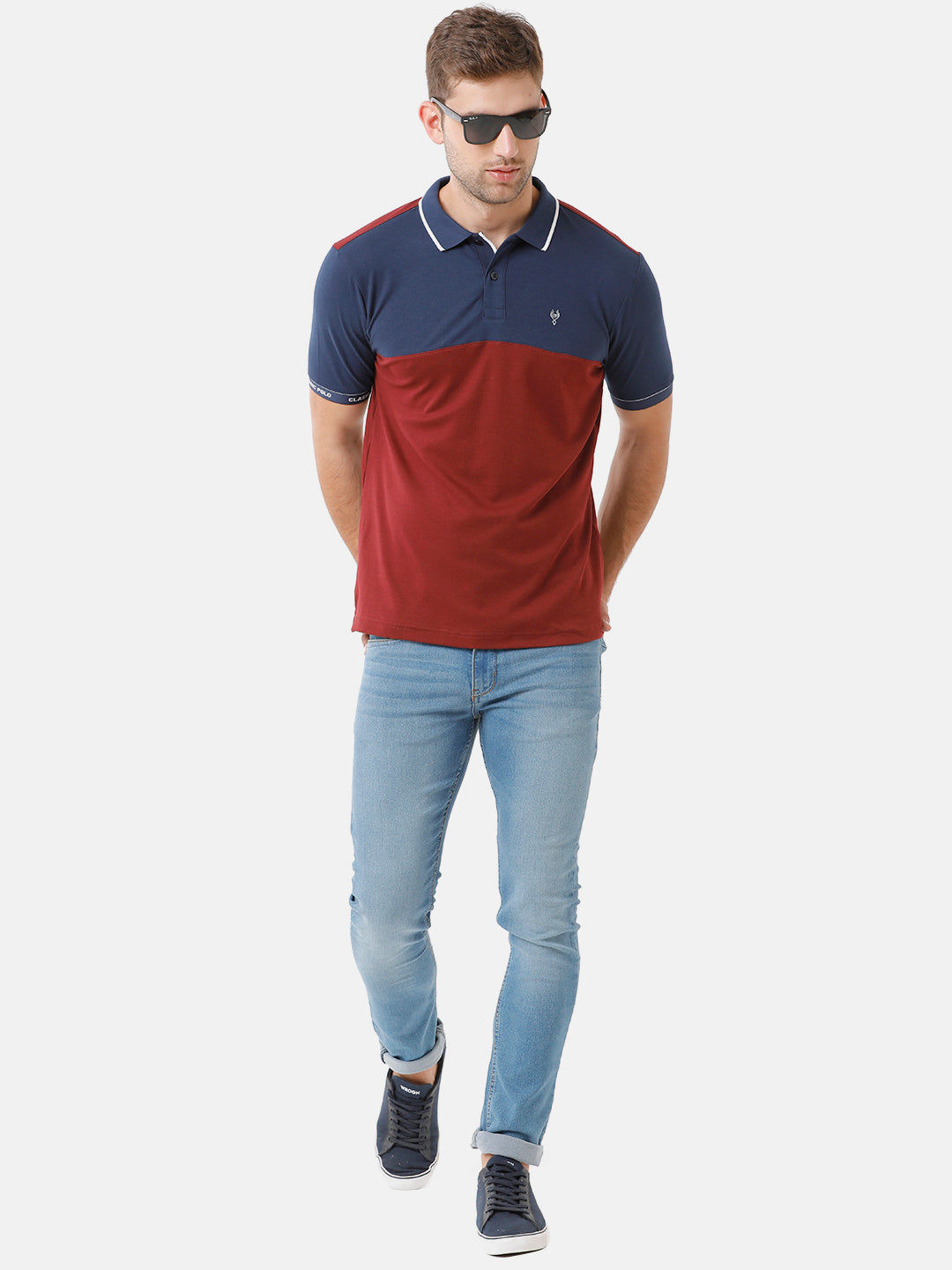 Classic Polo Mens Cotton Half Sleeve Color Block Slim Fit Polo Neck Multicolor T-Shirt | Unico 57 B