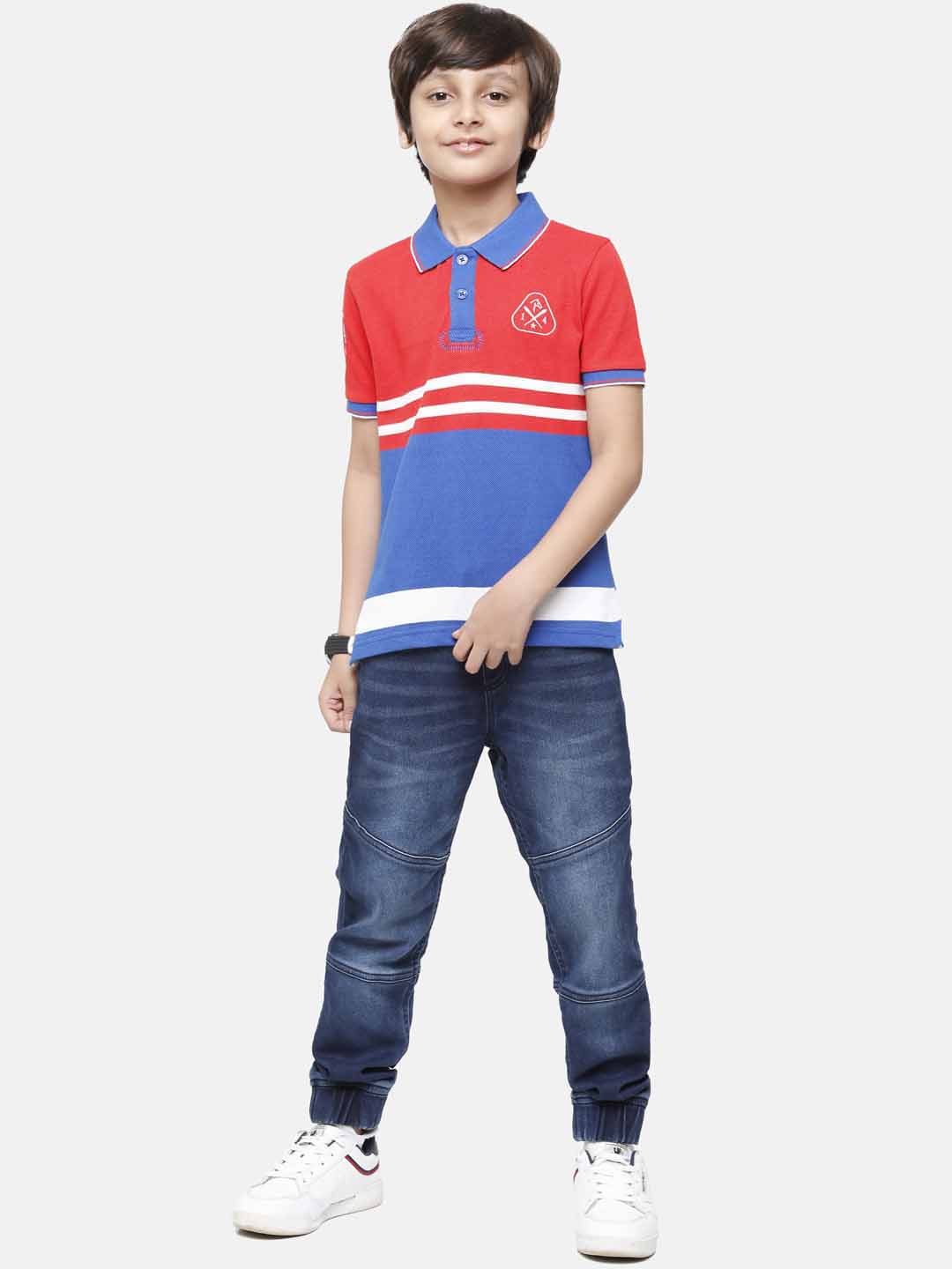 CP Boys Multicolor Stripes Slim Fit Polo Neck T-Shirt T-shirt Classic Polo 