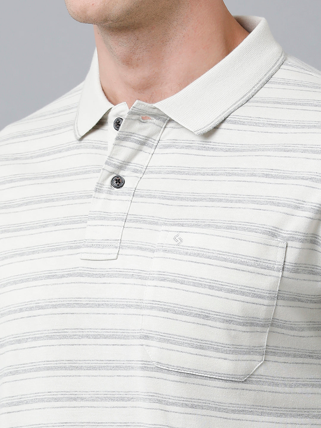 Classic Polo Men's Cotton Half Sleeve Striped Authentic Fit Polo Neck Light Grey Color T-Shirt | Feeders - 214 A
