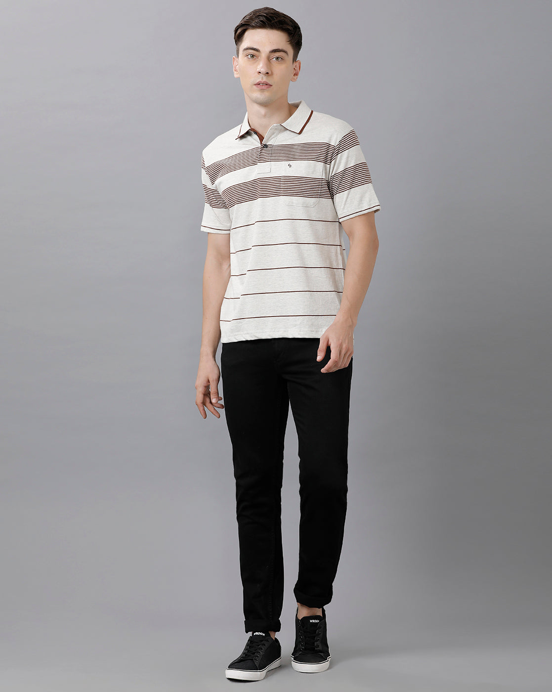 Classic Polo Mens Cotton Blend Striped Half Sleeve Authentic Fit Polo Neck Multicolor T-Shirt | Mel 217 B