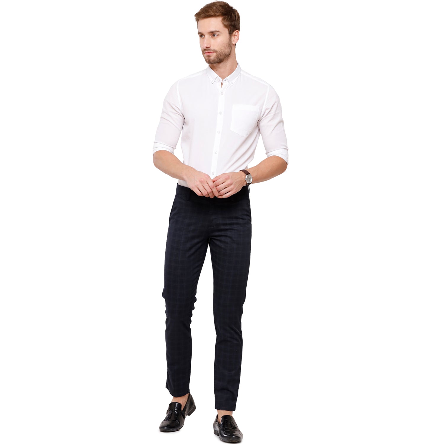 Swiss Club Mens Navy Solid Slim Fit Trousers (T-SC-38 A-NAV-CF-LY) T-shirt Swiss Club 