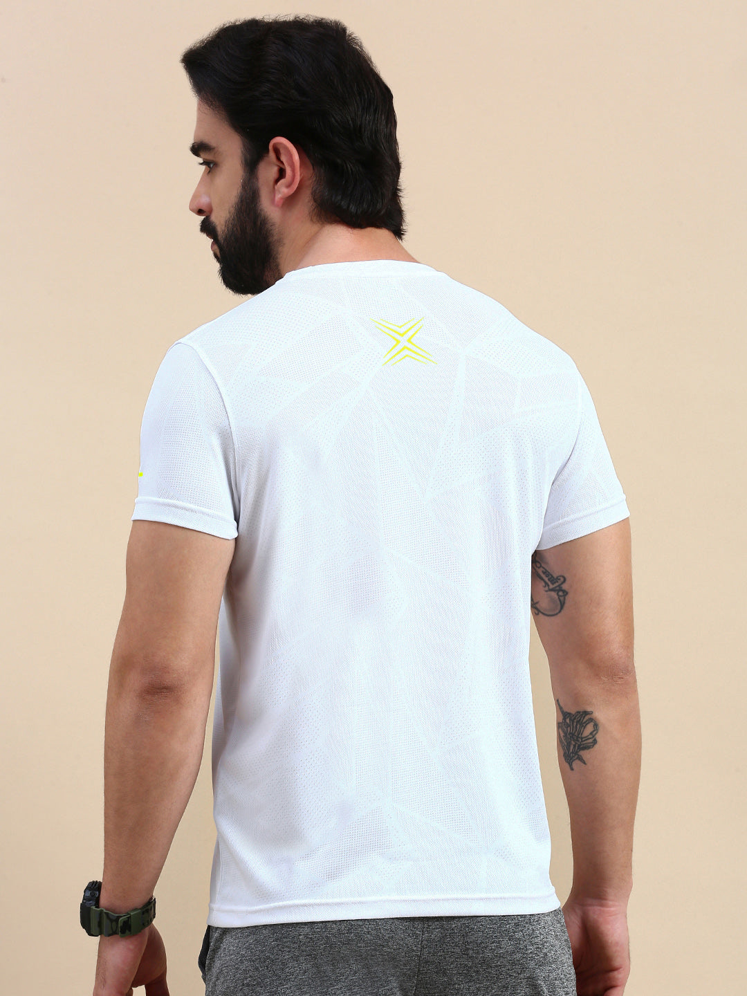 Classic Polo Men's Round Neck Polyester White Slim Fit Active Wear T-Shirt | GENX-CREW 04A SF C