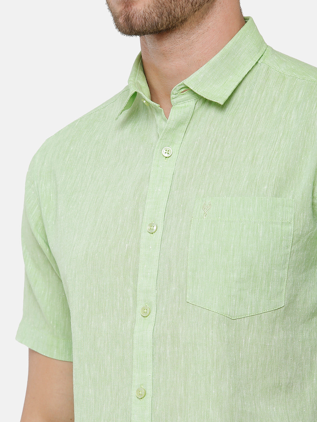 Classic Polo Mens Green Linen Cotton Woven Shirt - Porsh Green HS