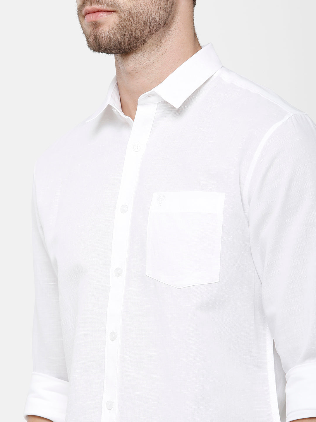 Classic Polo Mens Solid Full Sleeve Milano Fit Full Sleeve Woven Shirt -Mica White FS