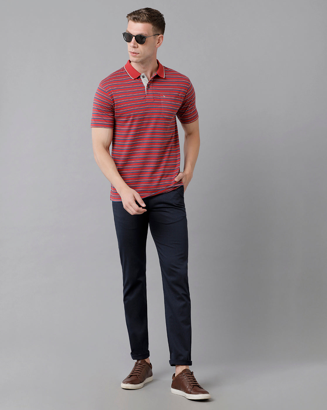 CP BRO Men's Cotton Solid Slim Fit Blue Color Trousers | Tbn2-20 B