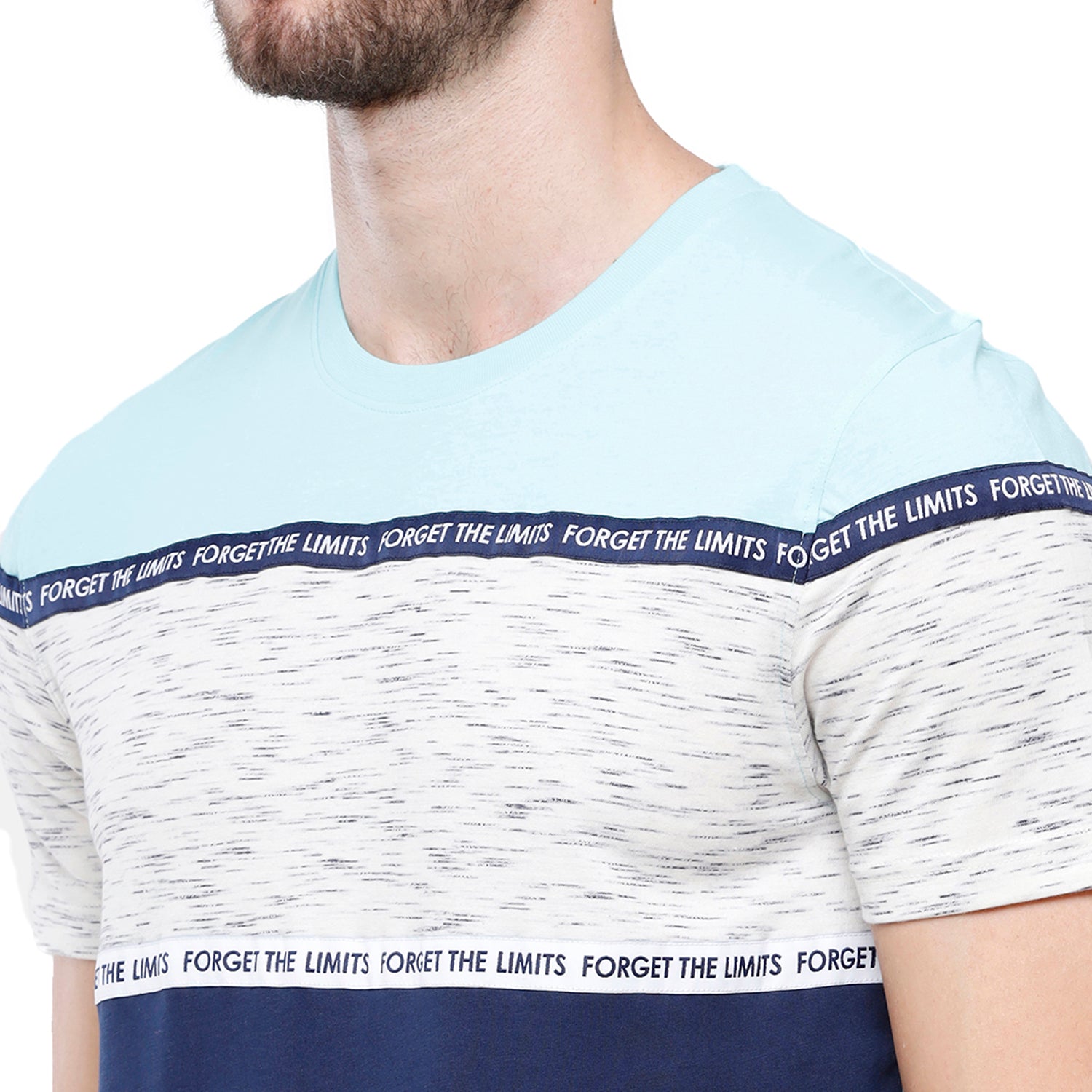 Swiss Club Mens Blue Color Block Slim Fit Half Sleeve Round Neck T-Shirt (CUB - 49 B SF C) T-shirt Swiss Club 