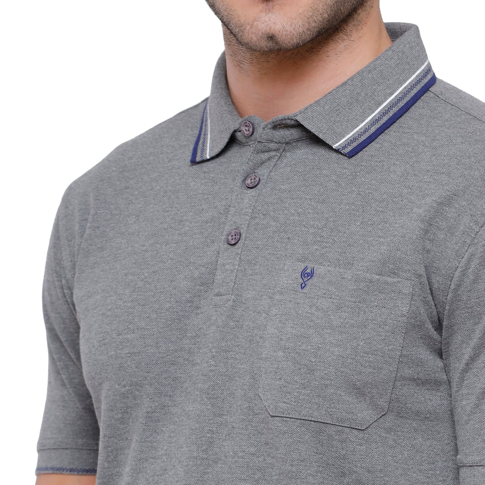 Classic polo Men's Anthra Grey Melange Polo Half Sleeve Slim Fit T-Shirt - Toza- Anthra Mel T-shirt Classic Polo 