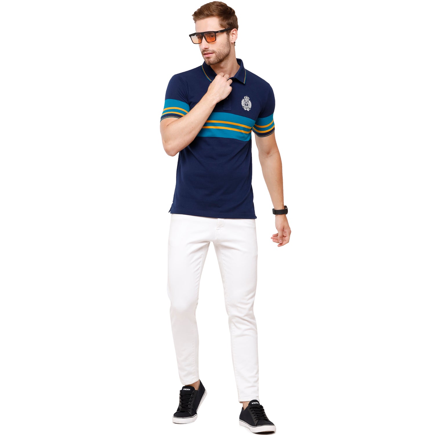 Classic Polo Mens Stripped Half Sleeve Slim Fit Polo Neck T-Shirt (VTA - 181 A SF P) T-shirt Classic Polo 