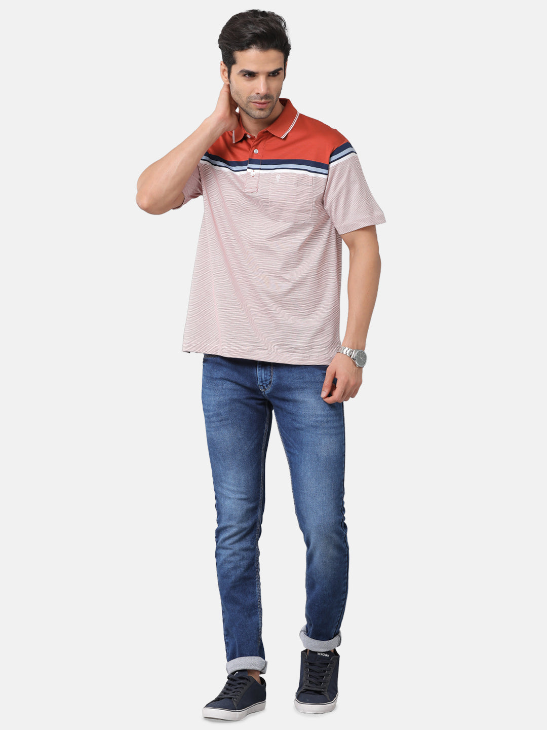 Classic Polo Mens Cotton Striped Authentic Fit Polo Neck Multicolor T-Shirt | Ultimo 274a
