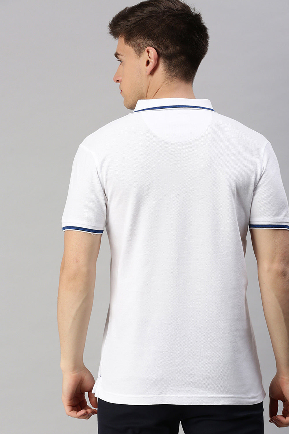 Classic Polo Men's Cotton Half Sleeve Solid Slim Fit Polo Neck White Color T-Shirt | Prm - 749 A